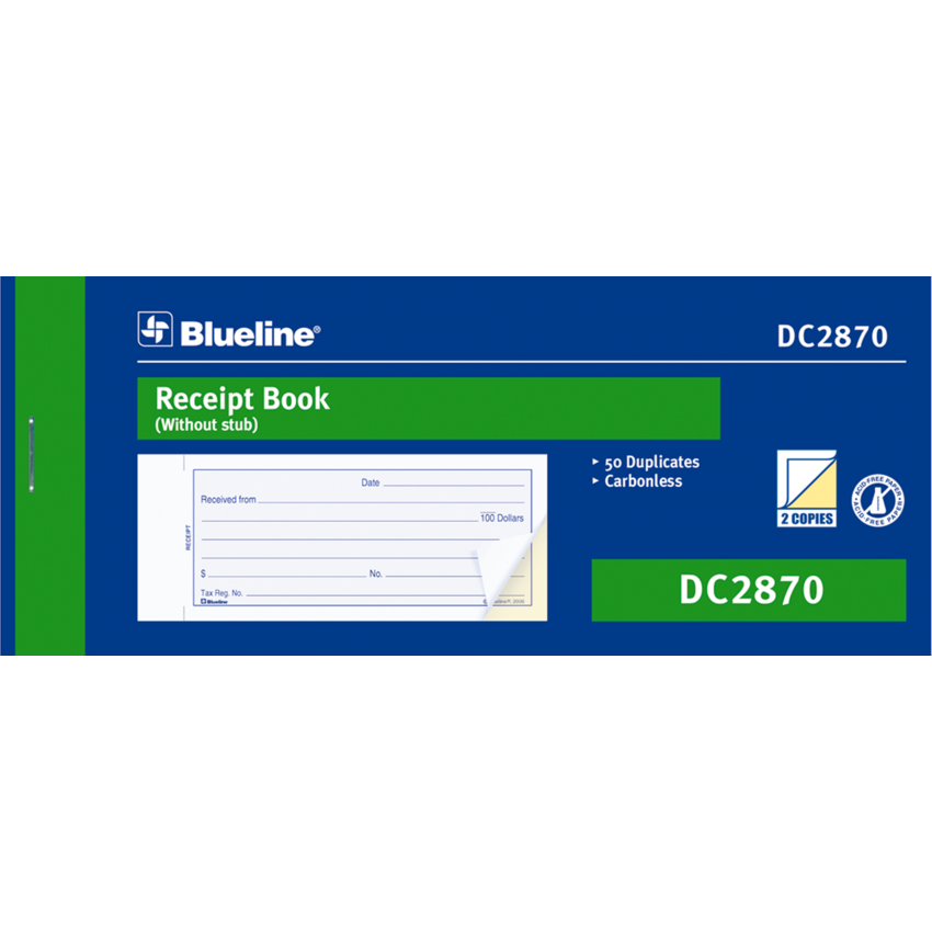 Blueline® Receipt Book Carbonless 50 sets English