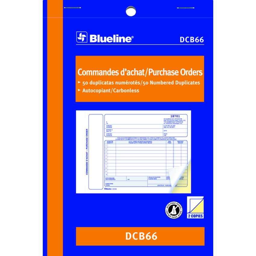 Blueline® Carbonless Purchase Orders 2-part 5-3/8x8" Bilingual