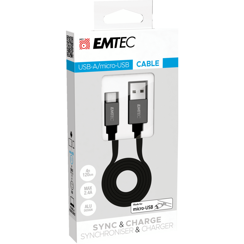 Emtec™ Charging Cable USB-A to microUSB 4'