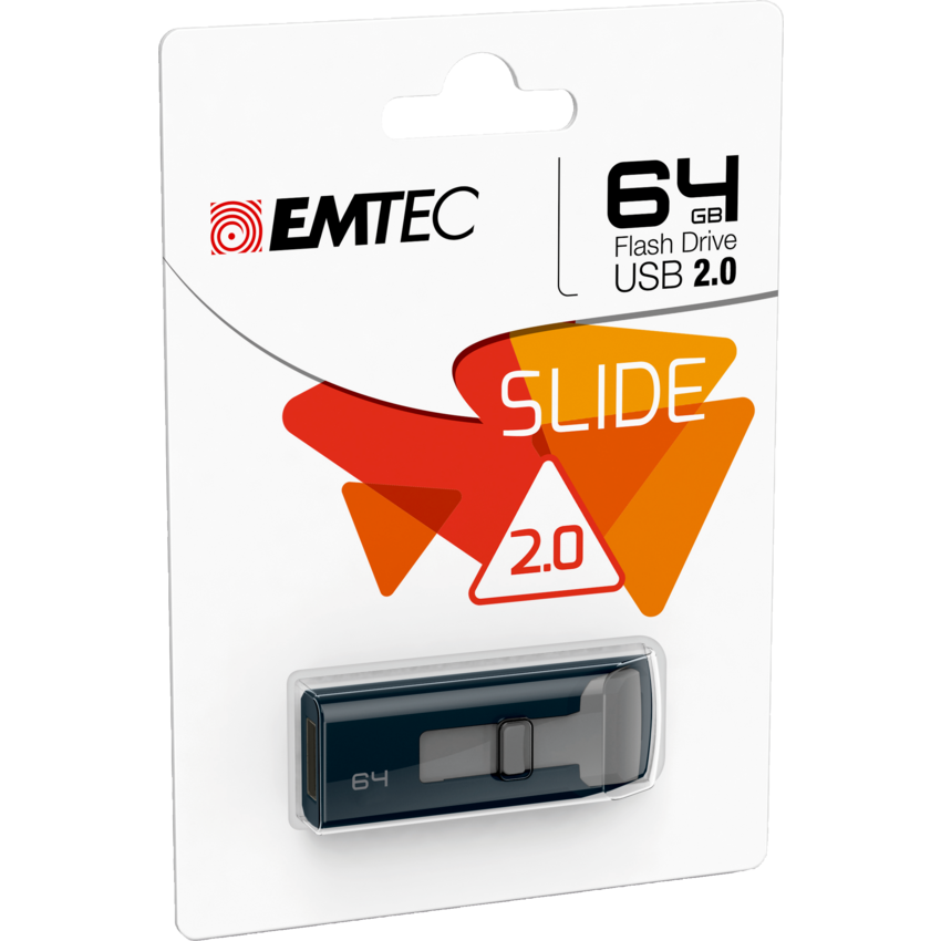 Emtec™ Slide USB 2.0 Flash Drive 64 GB Black