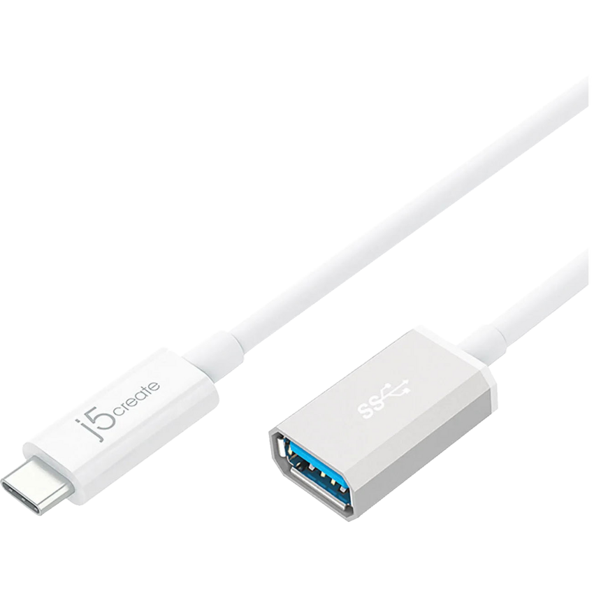 j5create® USB-C® 3.1 to USB® Type-A Adaptor 3.9" White