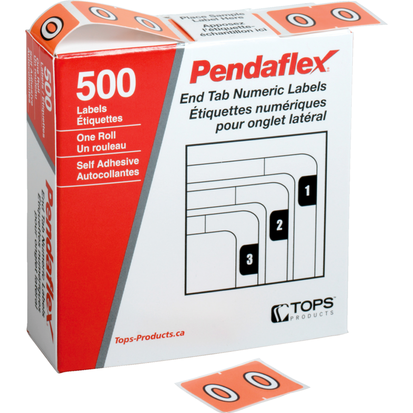 Pendaflex® Numeric Labels #0 Pink 500/box