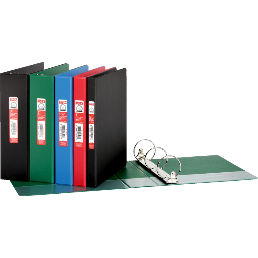 Basics® Round Ring Binder 1" Red