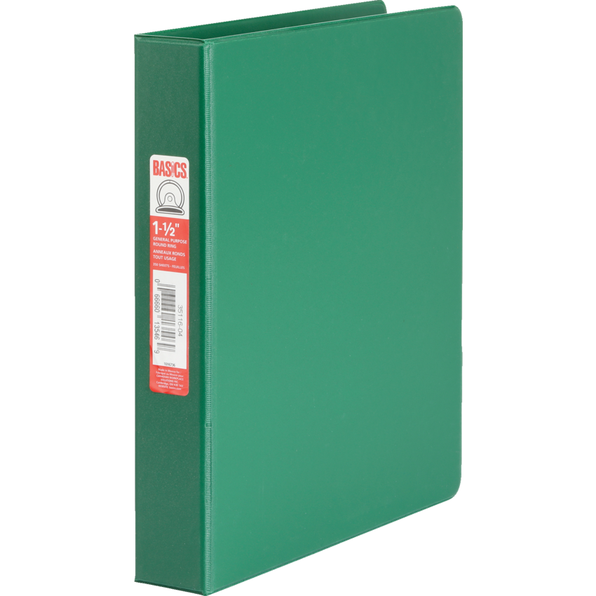 Basics® Round Ring Binder 1-1/2" Green