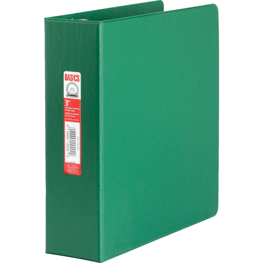 Basics® Round Ring Binder 3" Green