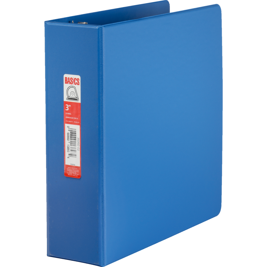 Basics® D-Ring Binder 3" Blue