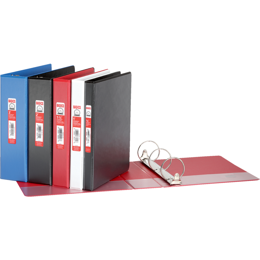Basics® Customizable Round Ring Binder 1-1/2" Red