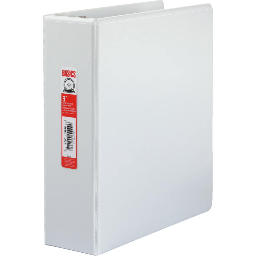 Basics® Customizable Round Ring Binder 3" White