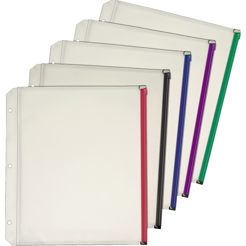 Cardinal® Expanding Zipper Binder Pockets Assorted 5/pkg