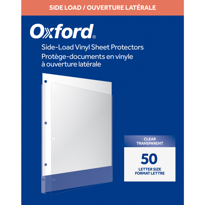 Oxford® Side Load Sheet Protectors Vinyl 4 mil  Letter 50/box