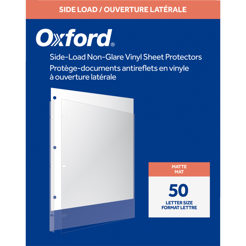 Oxford® Side Load Sheet Protectors Vinyl 4 mil Letter 50/box