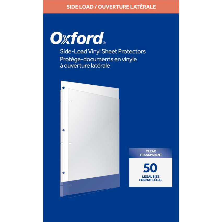 Oxford® Side Load Sheet Protectors Vinyl 4 mil Legal 50/box