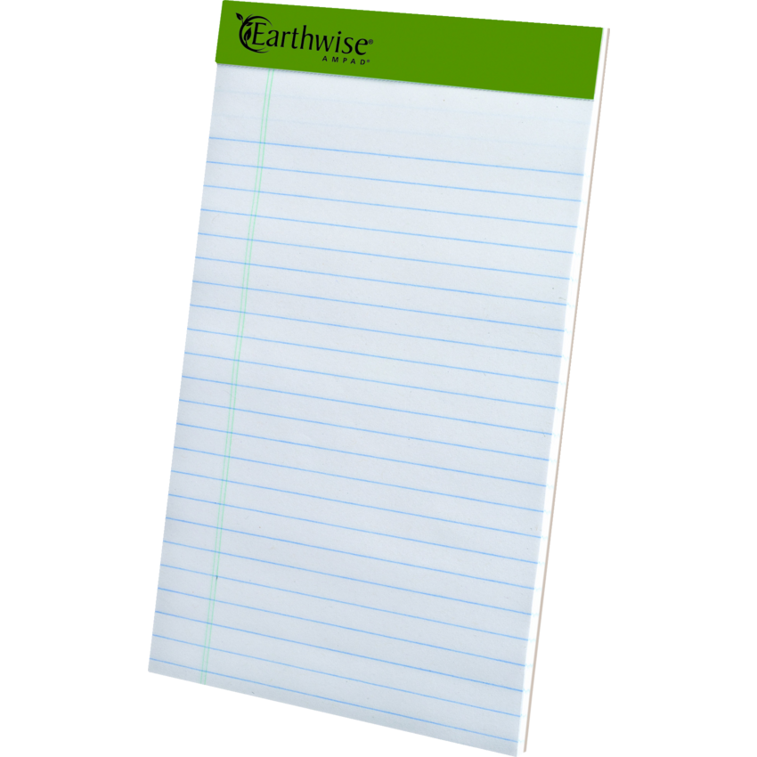 Earthwise™ by Ampad™ Perforated Pads College Rule 5" x 8" 40 sheets per pad 6 pads/pkg