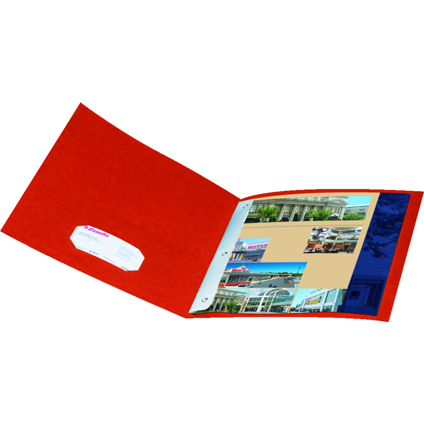 Oxford® Twin Pocket Portfolio w/Tangs Letter Red