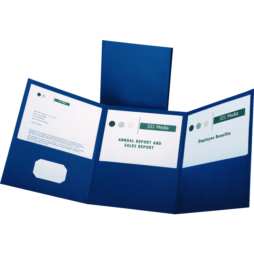 Oxford® Tri-Fold Pocket Portfolios Blue 20/box