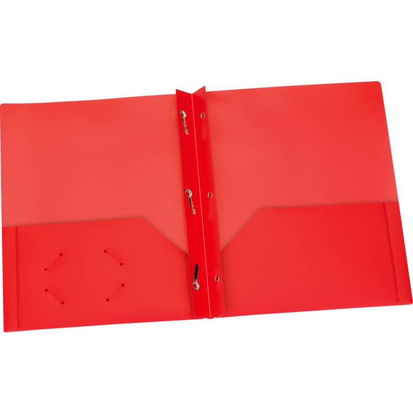 Oxford® Two Pocket Poly Portfolio with Tangs Red