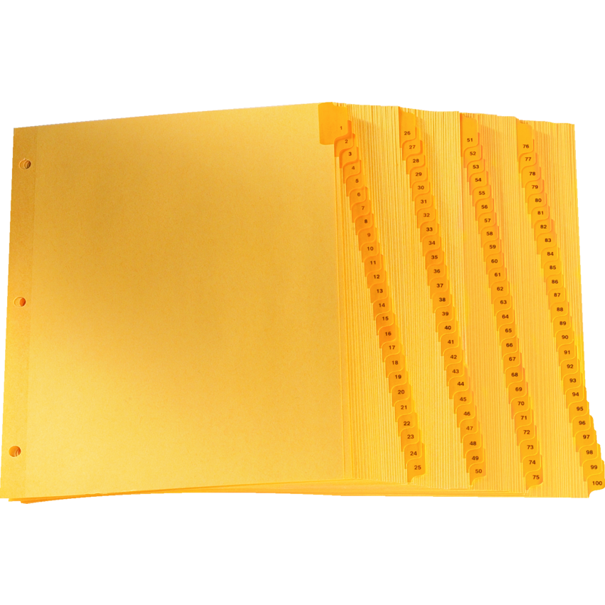 Oxford® Printed Tab Index Dividers 1-100 11" x 8-1/2" Buff