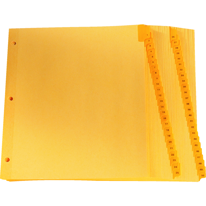Oxford® Printed Tab Index Dividers 1-50 11" x 8-1/2" Buff