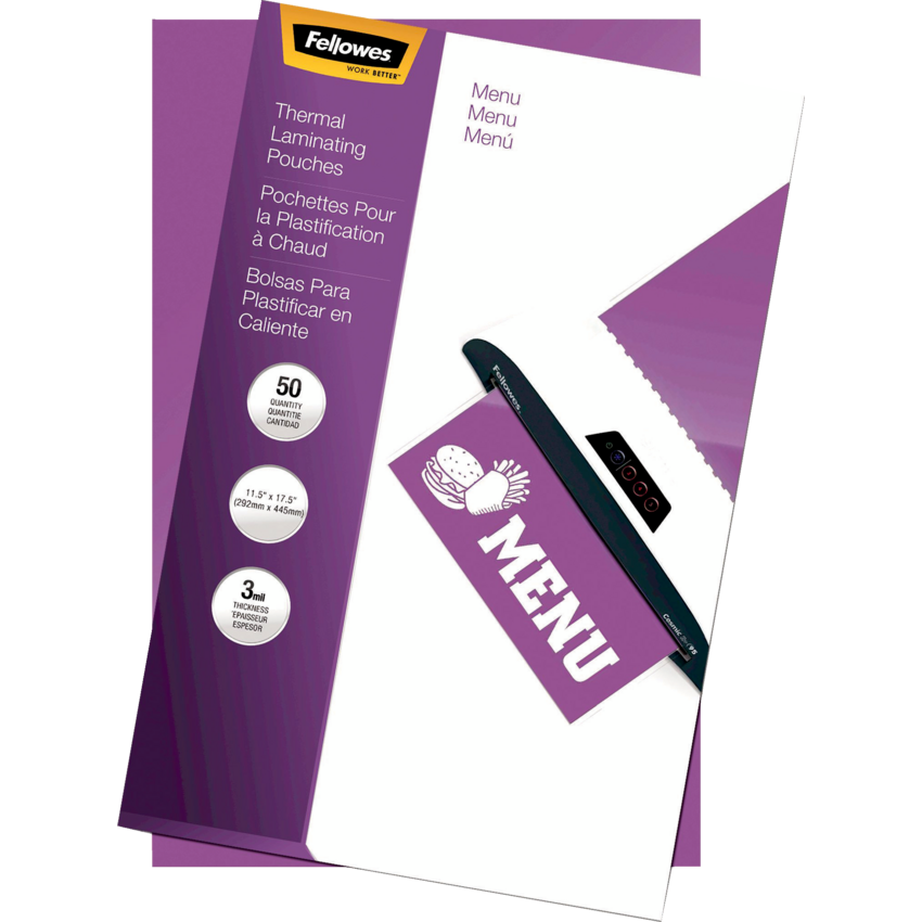 Fellowes® Laminating Pouches Menu Size 50/pkg