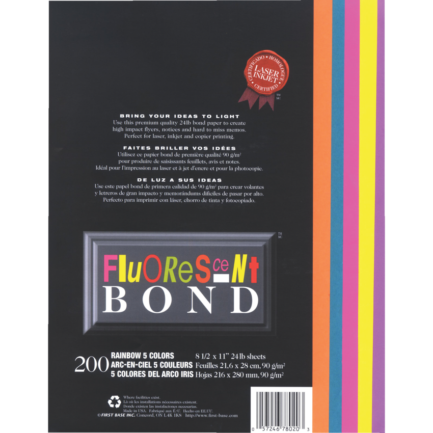 St. James® Fluorescent Bond Paper Letter Rainbow II Letter 200/pkg