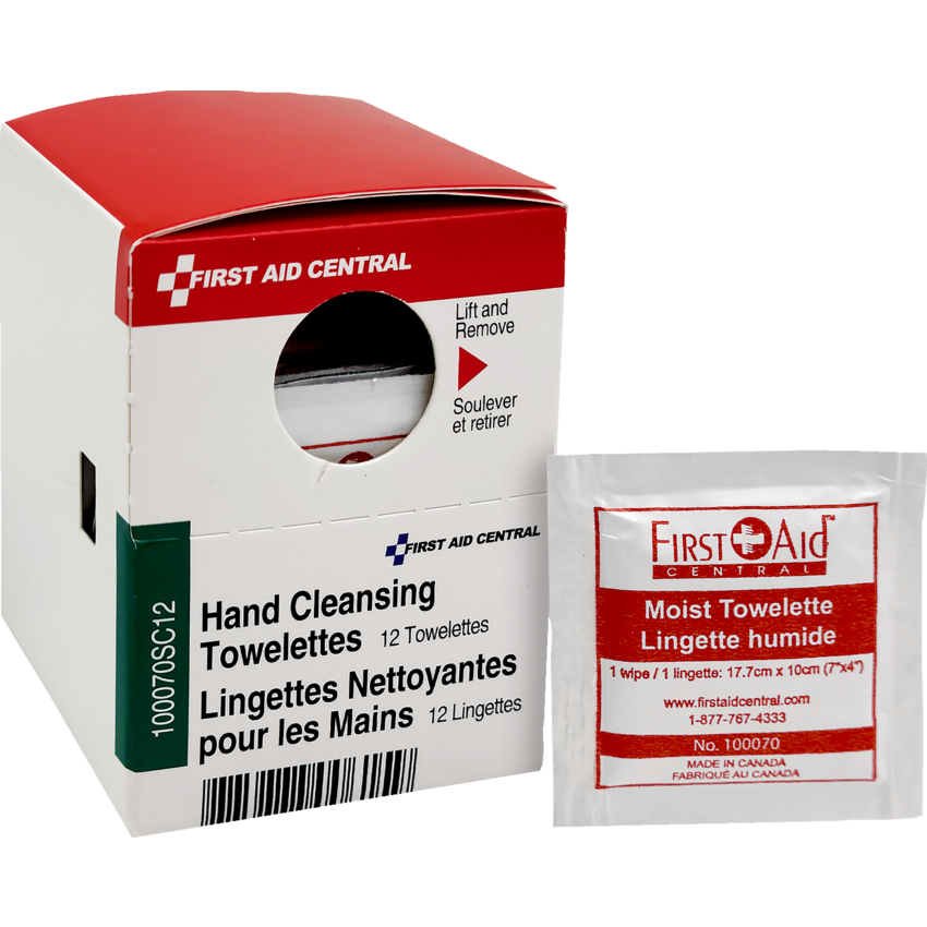 First Aid Central® SmartCompliance® Supplies Hand Cleansing Towelettes 12/box