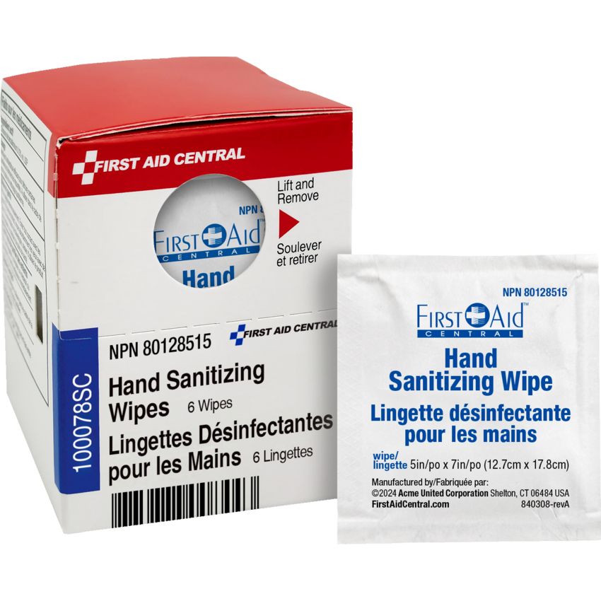 First Aid Central® SmartCompliance® Supplies Hand Sanitizing Wipes 5" x 7" 6/box