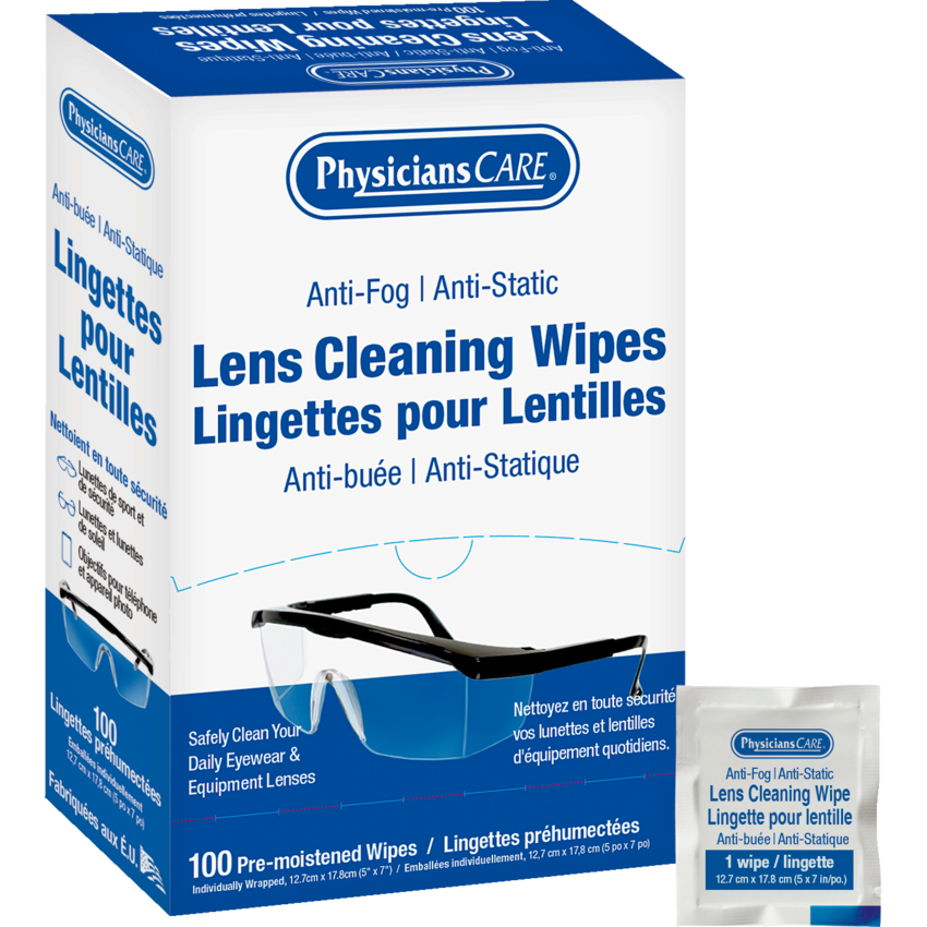 First Aid Central® Lens Cleaning Wipes 100/box