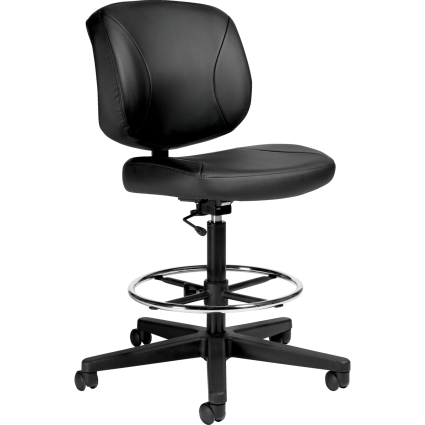Offices to Go Yoho Armless Drafting Task Chair with Footrest Leather Luxhide Black