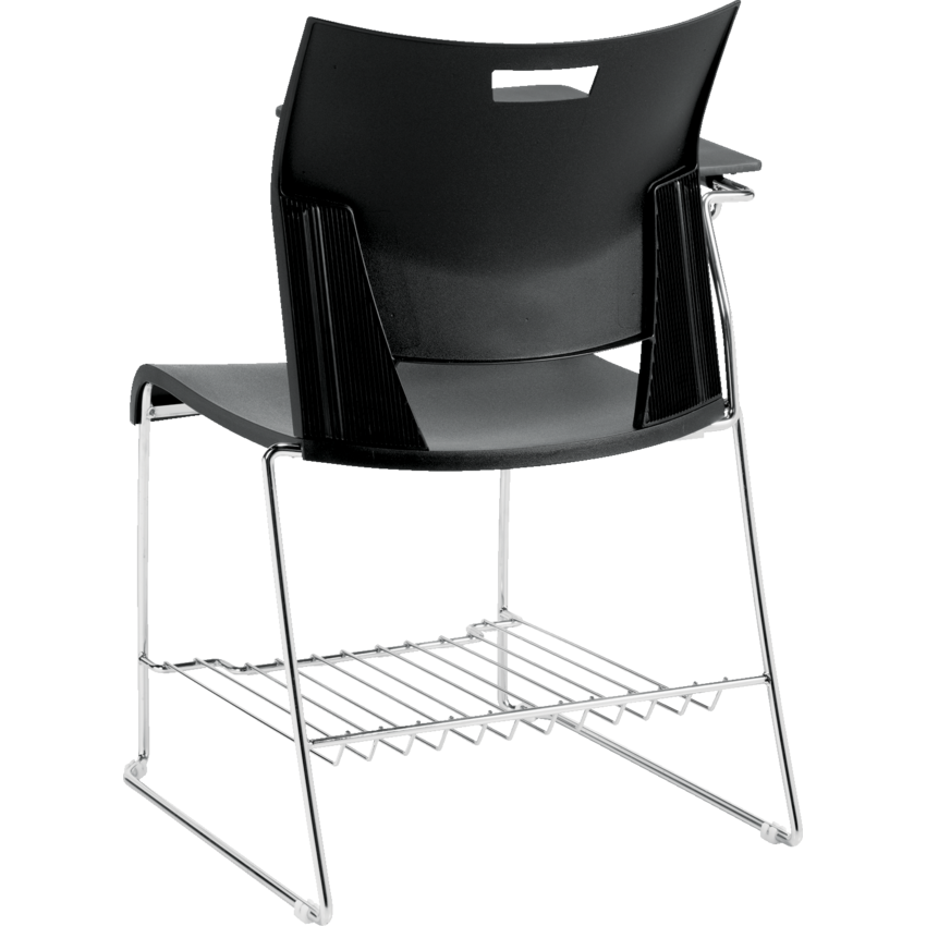 Global® Duet™ Armless Chair with Tablet and Back Pack Rack Right Handed Black