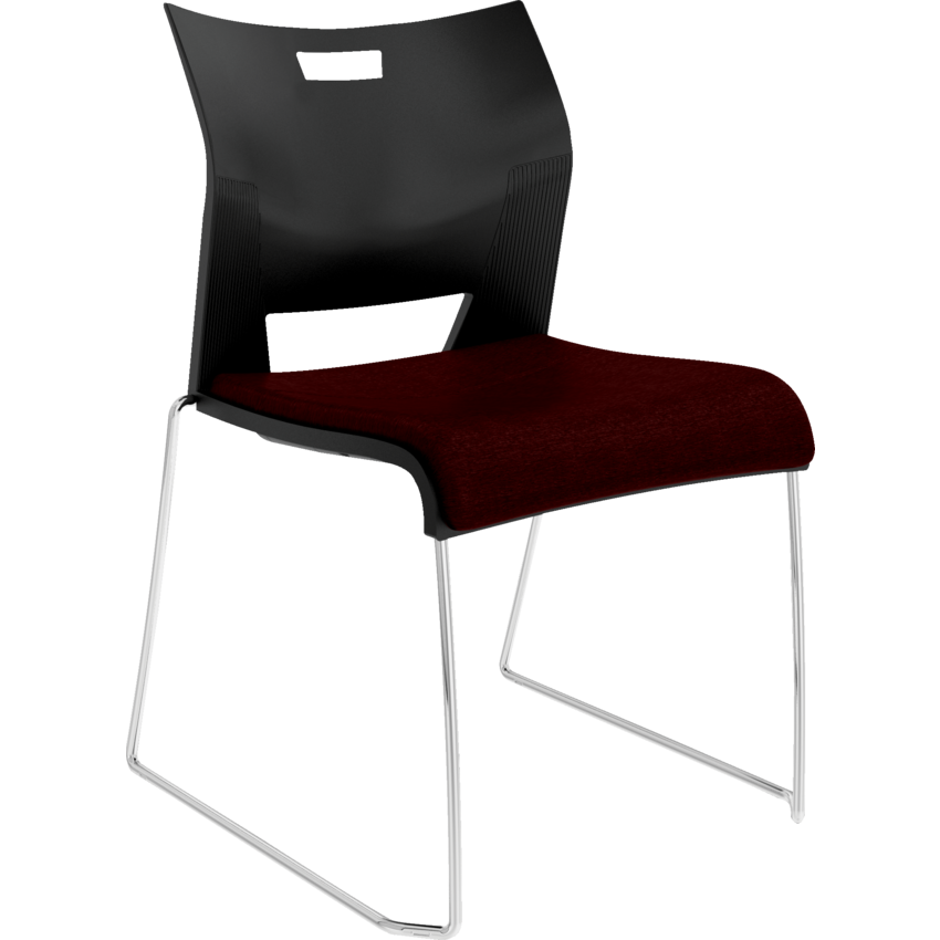 Global® Duet™ Upholstered Stacking Chair Carrera Fabric Sangria