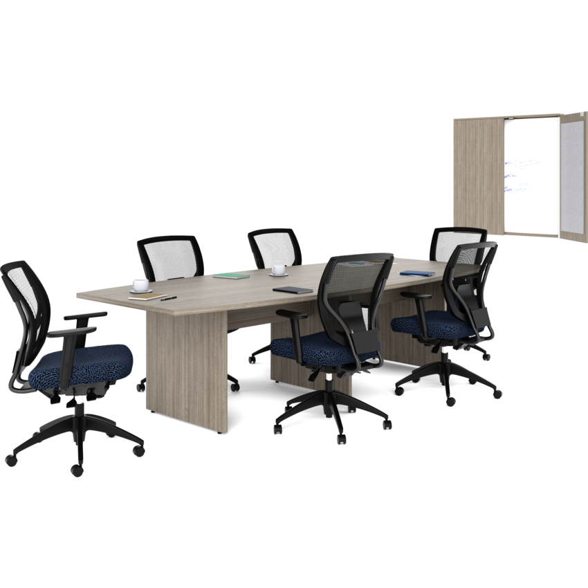 Offices to Go™ Ionic Conference Table 96" Boatshaped Absolute Acajou Finish