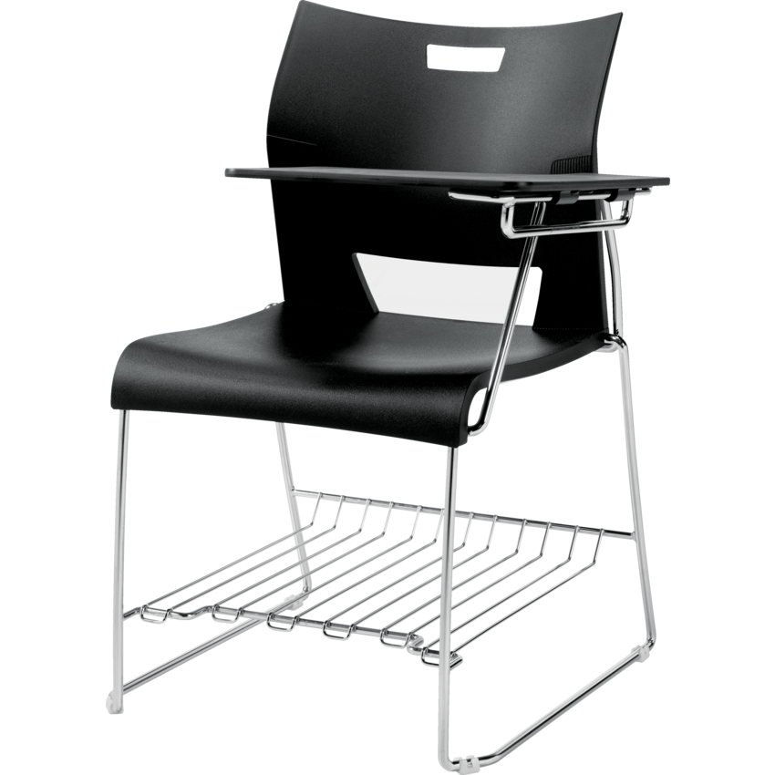 Global® Duet™ Armless Chair with Tablet and Back Pack Rack Left Handed Black