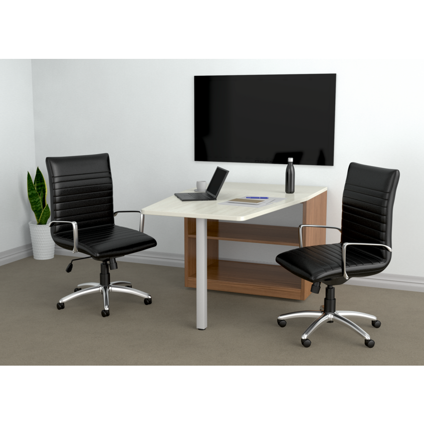 Offices to Go® Ionic™ Huddle Table with Storage White Chocolate/Winter Cherry