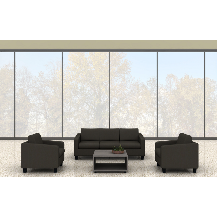 Offices to Go® Suburb Sofa Series 3-Seater Sofa Bonded Leather Black