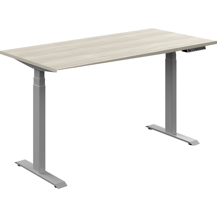 Offices to Go® Newland™ Electric Height Adjustable Table 3-stage 58"W x 29"D x 22-3/5"-48-1/5"H Tungsten Base Noce Grigio finish