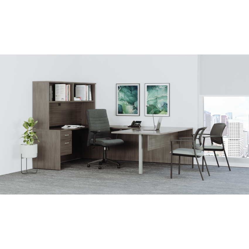 Offices To Go® Newland™ U-Shaped Suite 72"W x 102"D x 65-3/5"H Absolute Acajou finish