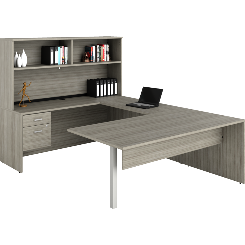 Offices To Go® Newland™ U-Shaped Suite 72"W x 102"D x 65-3/5"H Noce Grigio finish