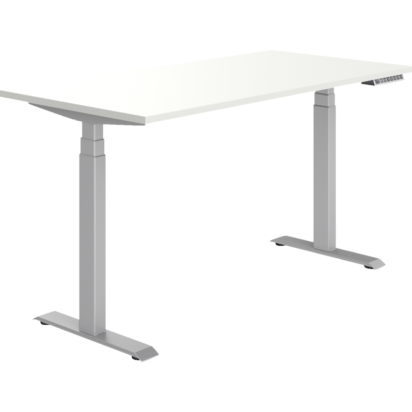 Offices to Go® Newland™ Electric Height Adjustable Table 3-stage 58"W x 29"D x 22-3/5"-48-1/5"H Designer White finish\Tungsten base