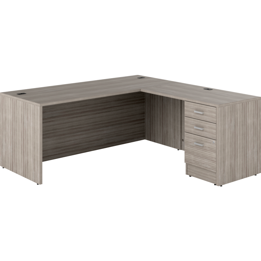 Offices to Go® Newland™ L-Shaped Desk with Pedestal 72"W x 72"D x 29-3/5"H Noce Grigio finish