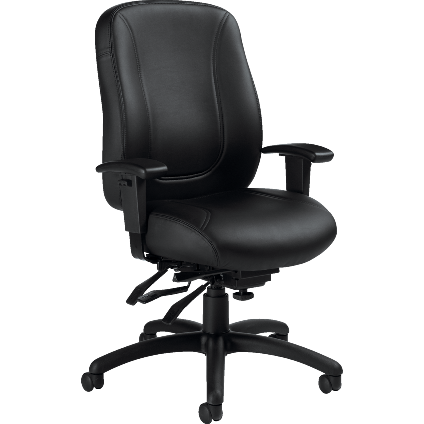 Offices to Go® Overtime™ Multi-Tilter Chair High Back Bonded Leather Luxhide Black