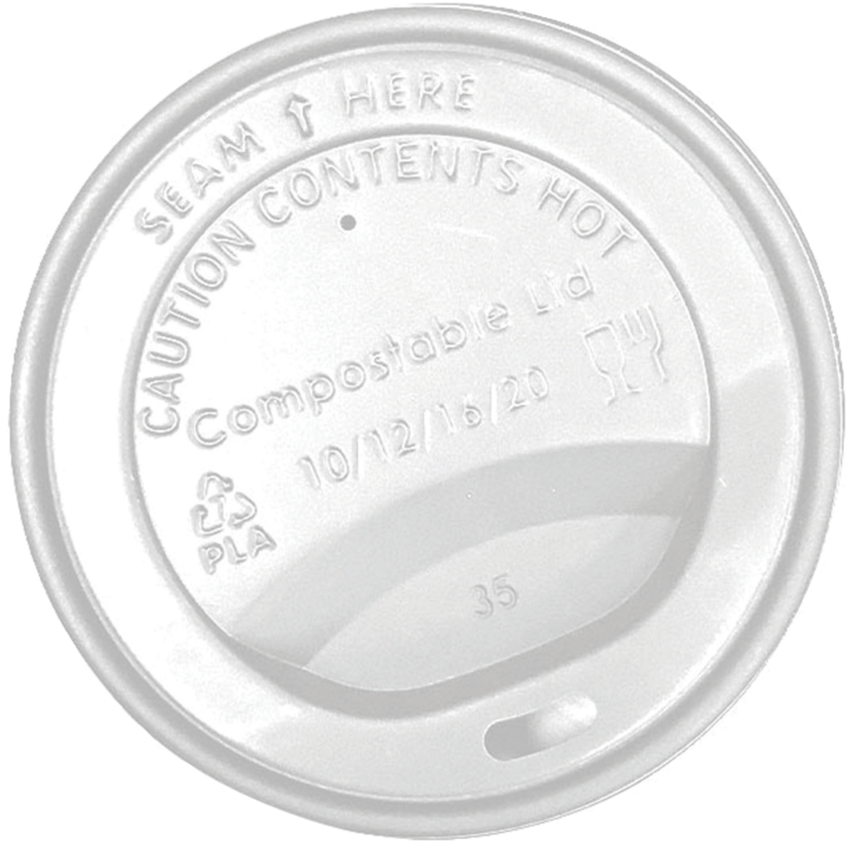 Globe™ Compostable Dome Sip Lids 8 oz White 50/pkg