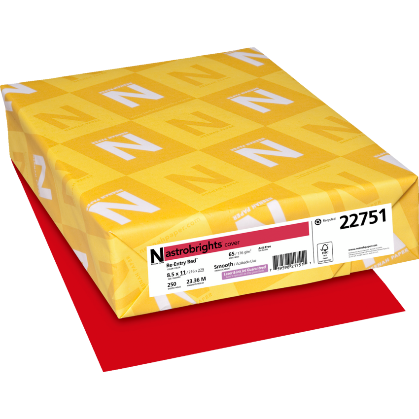 Neenah Astrobrights® Cardstock Letter Re-Entry Red 250/pkg
