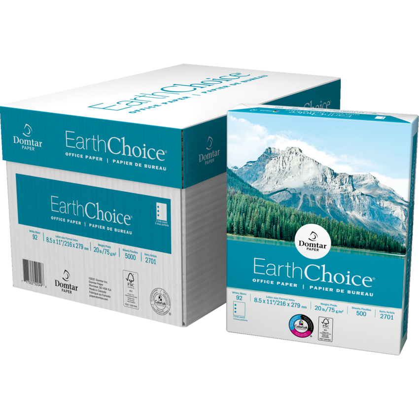 Domtar EarthChoice® Office Paper 92B 20 lb 3-Hole Letter White 500/pkg
