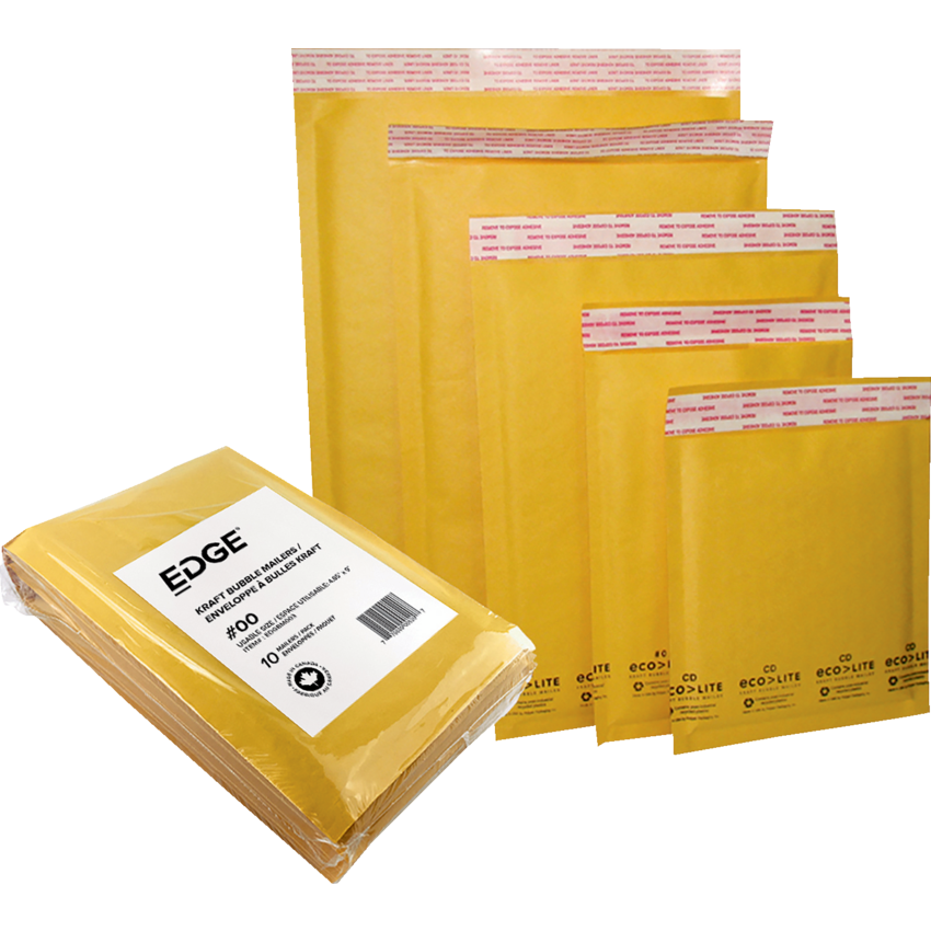 Edge® Cushioned Mailers #0 6-1/2" x 9" Golden Kraft 10/pkg
