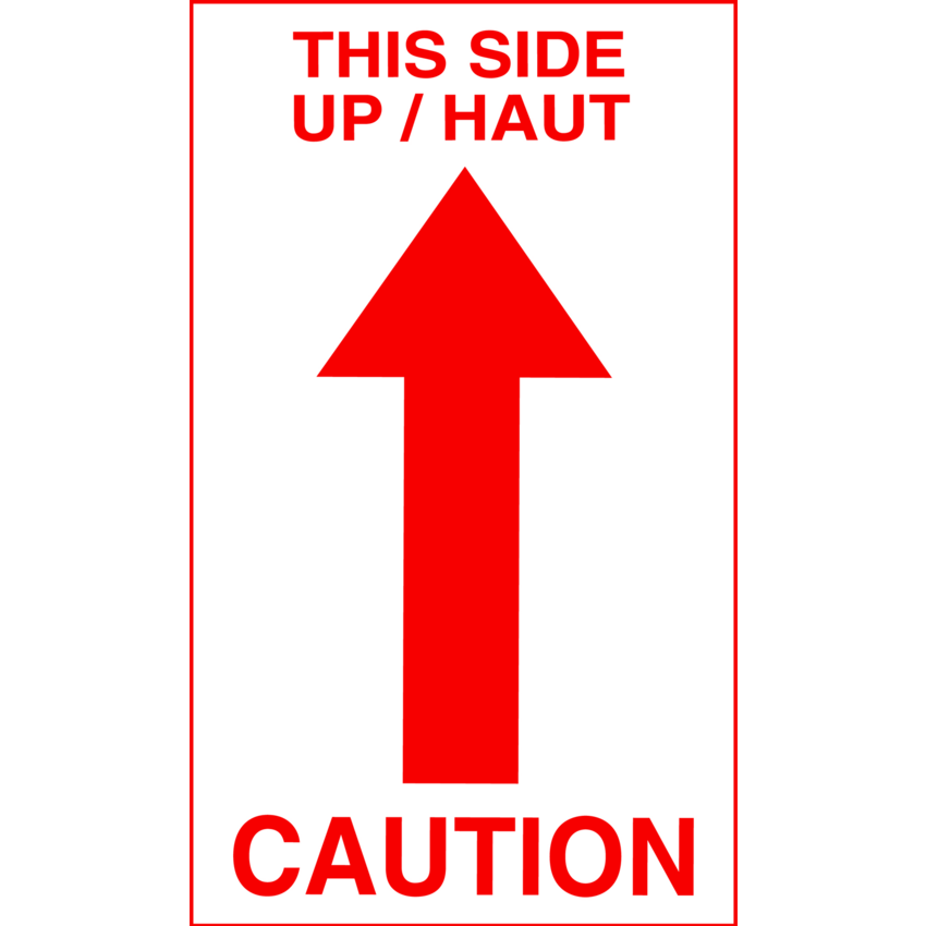 Peel and Stick Label Rolls This Side Up Red/White 500 labels/roll