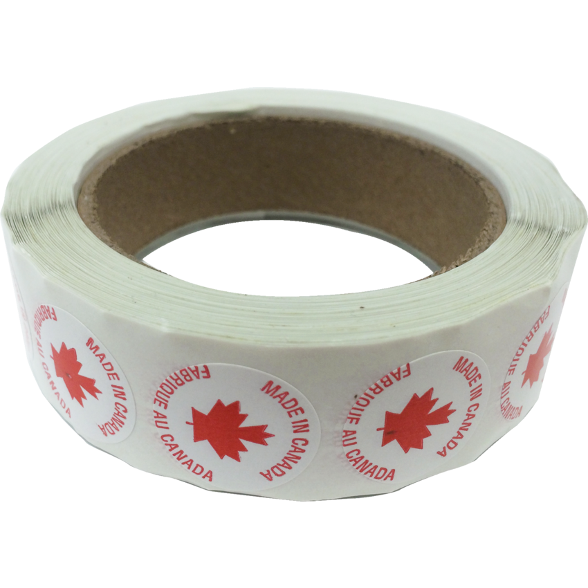 Peel and Stick Label Rolls Made in Canada Red/White 500 labels/roll