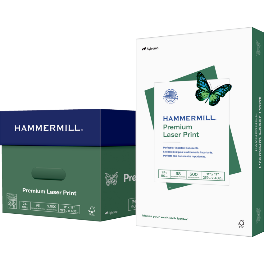 Hammermill® Laser Print Paper 98B 24 lb 11” x 17” 500 sheets/pkg