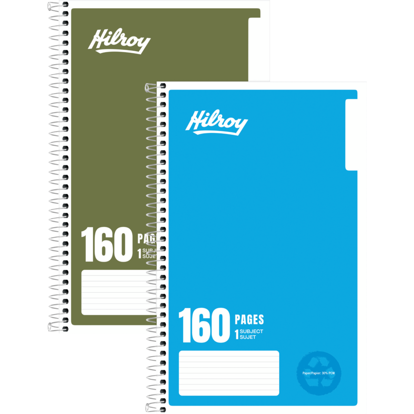 Hilroy Recycled Notebook 9-1/2" x 6" 160 pgs Assorted Colours