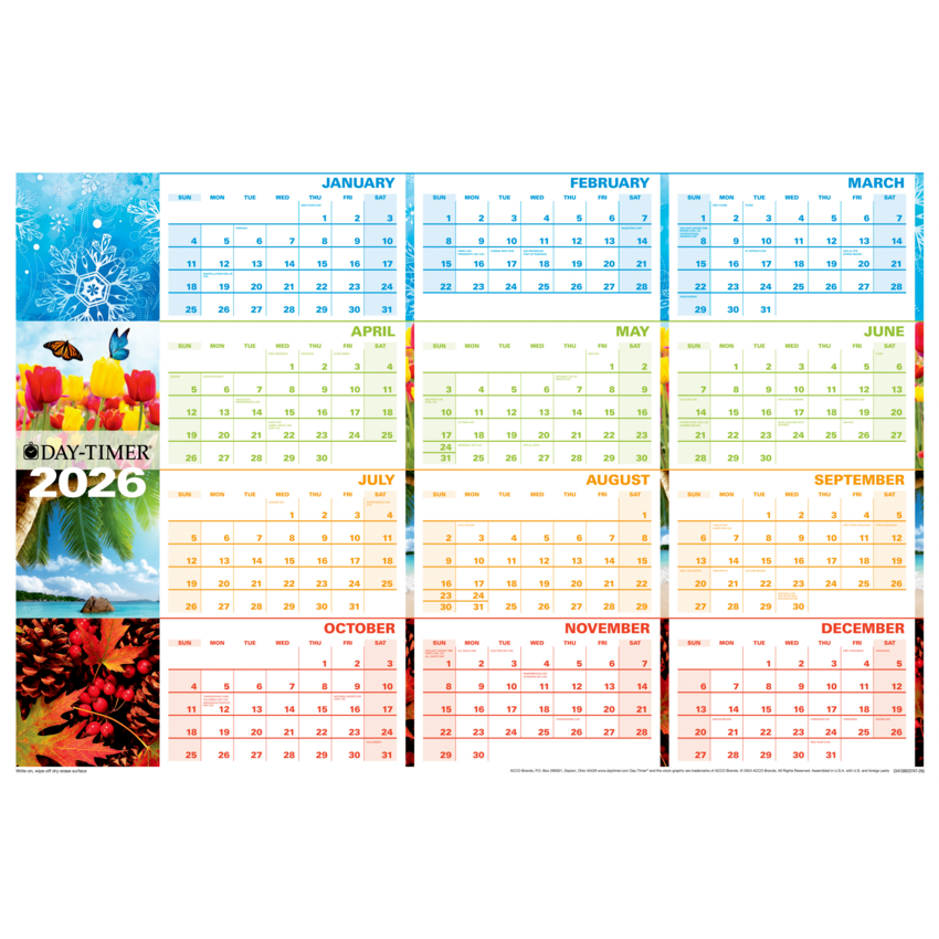 Day-Timer® Reversible Flexible Planner Seasonal/Horizontal 24" x 36" Bilingual