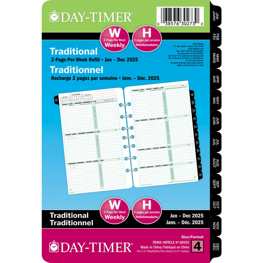 Day-Timer® Refill Weekly Desk Size 2PPW Bilingual